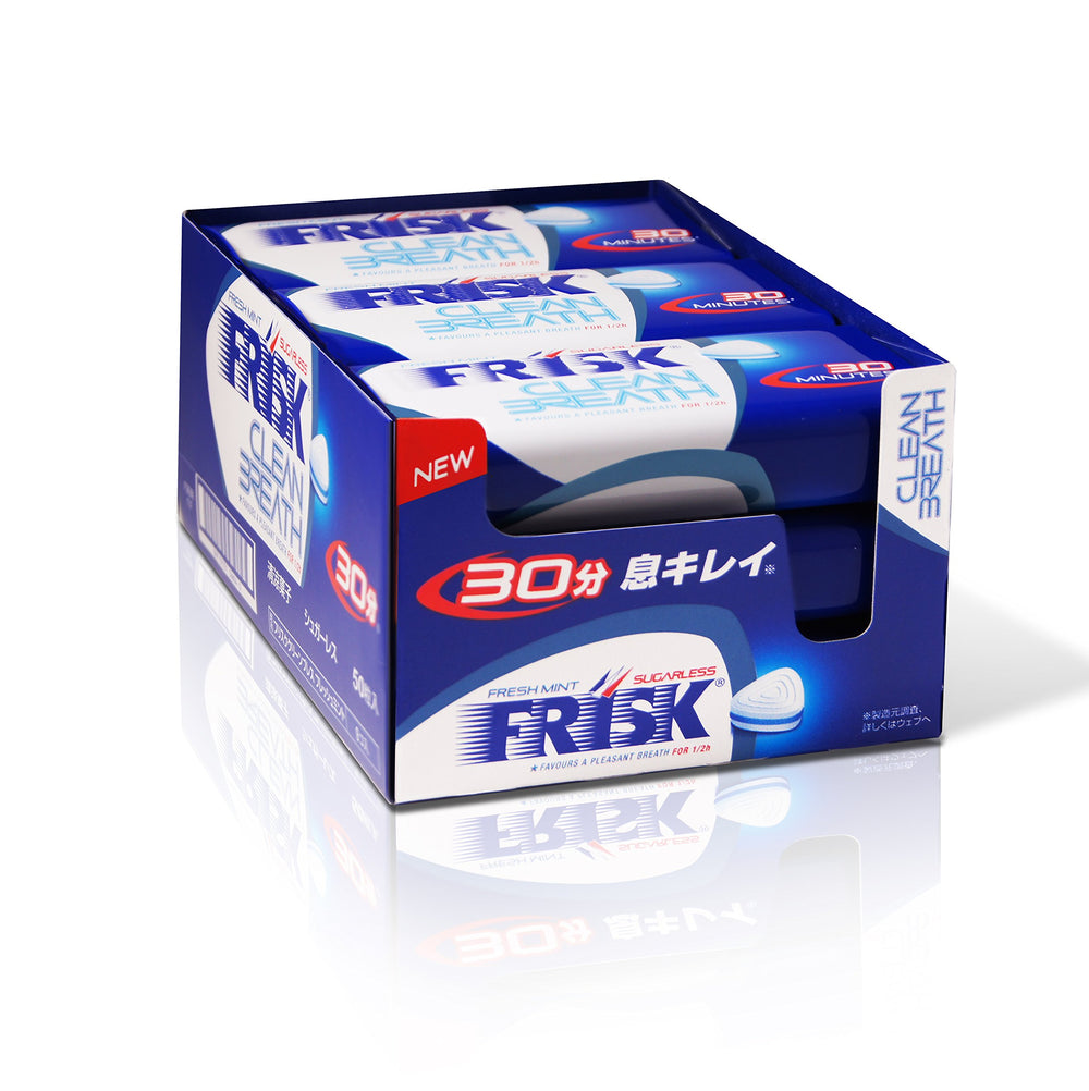 Close-up of Kracie Frisk Nine Clean Breath Fresh Mint candies