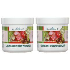 Kräuterhof Red Vine Leaves Cream in two 250 ml bottles (500 ml total) for leg and foot care.