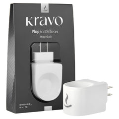 Kravo Porcelain Essential Oil Diffuser Original White plugged in
