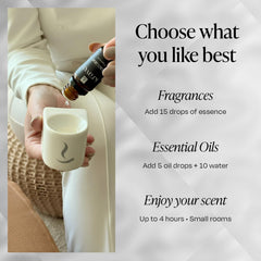 Scented mist from porcelain diffuser in a living space