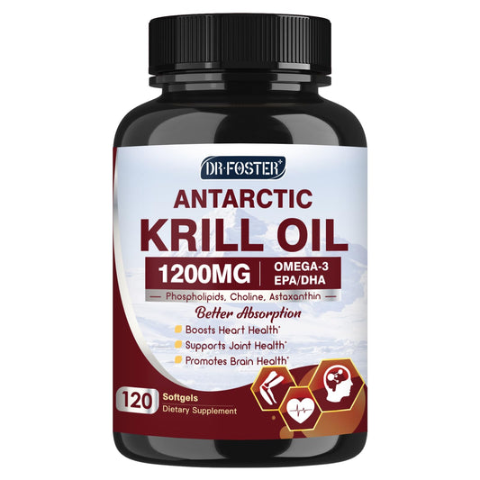 Krill Oil 1200mg bottle on white background