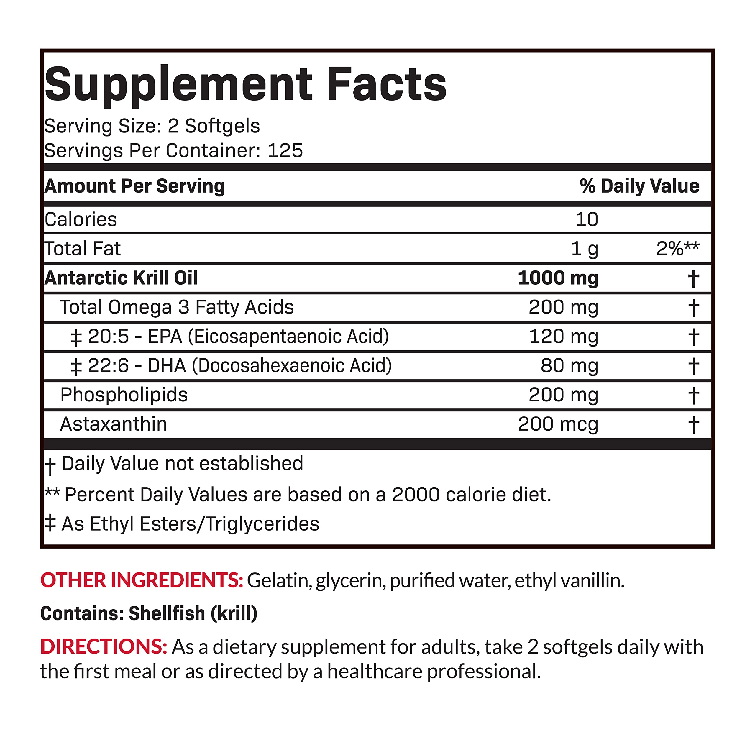 125 servings per bottle label