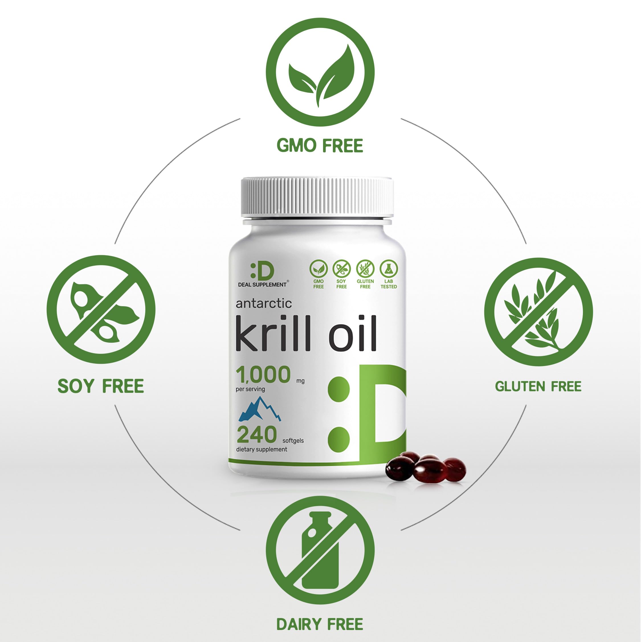 Phospholipids 200mg per serving in Krill Oil