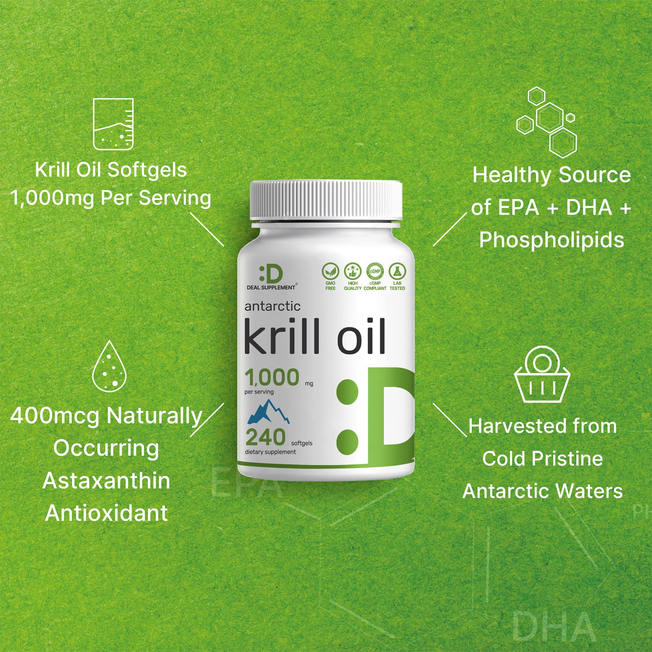 Krill oil softgels 4-in-1 benefits for heart and joints