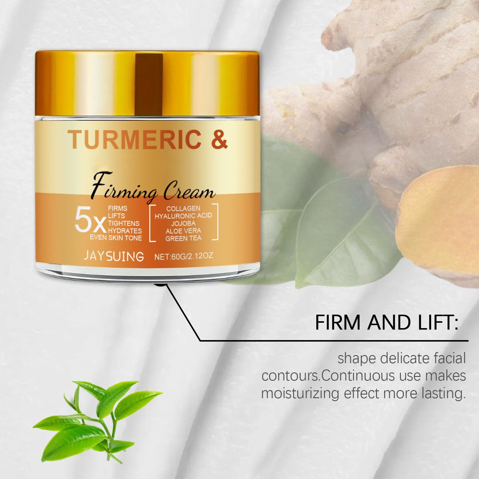 Ingredient panel of Krmspe Turmeric Face Cream featuring turmeric extract