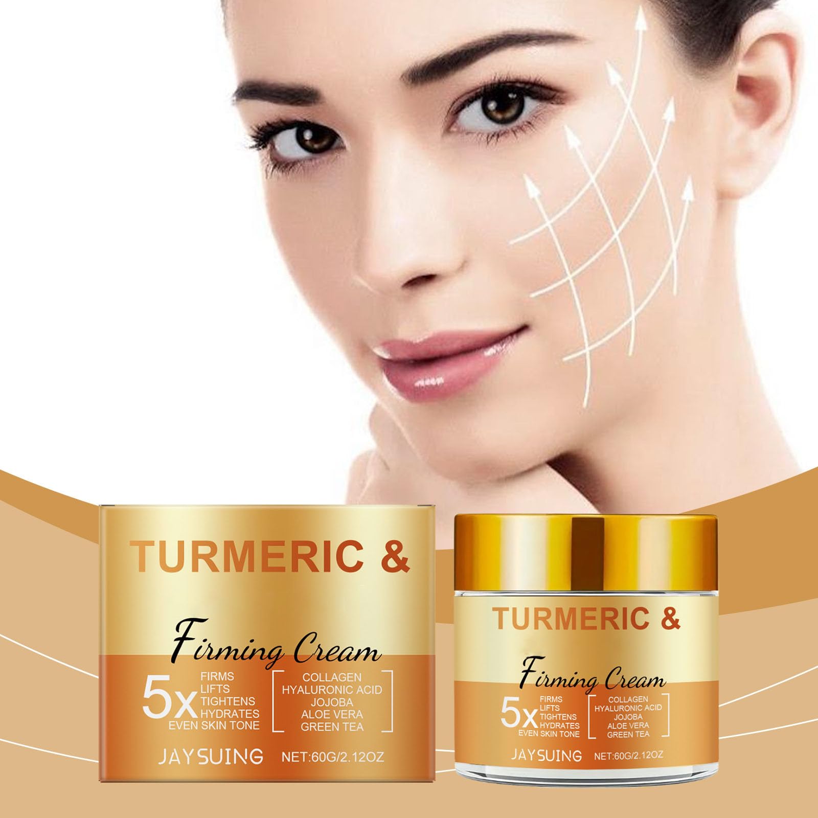 Close-up of Krmspe Turmeric Face Cream texture shows smooth, non-greasy absorption