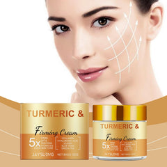 Close-up of Krmspe Turmeric Face Cream texture shows smooth, non-greasy absorption