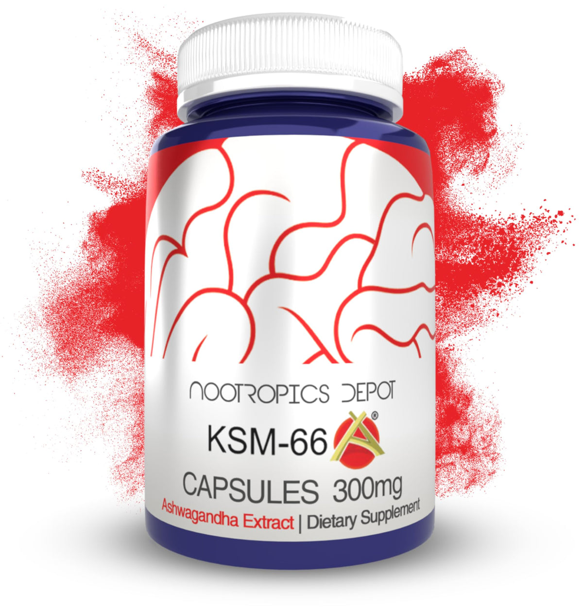 Nootropics Depot KSM-66 Ashwagandha 300mg capsule bottle label
