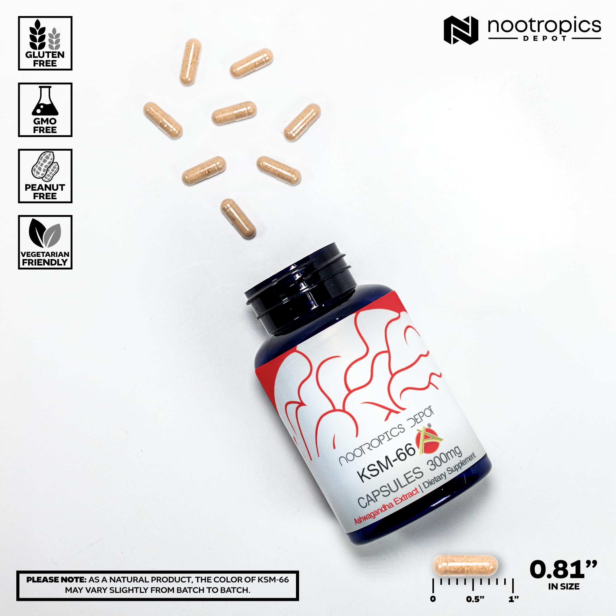 180-count bottle of KSM-66 Ashwagandha capsules
