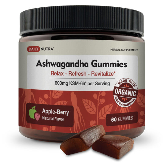 Front view of KSM-66 Ashwagandha Gummies Apple-Berry bottle