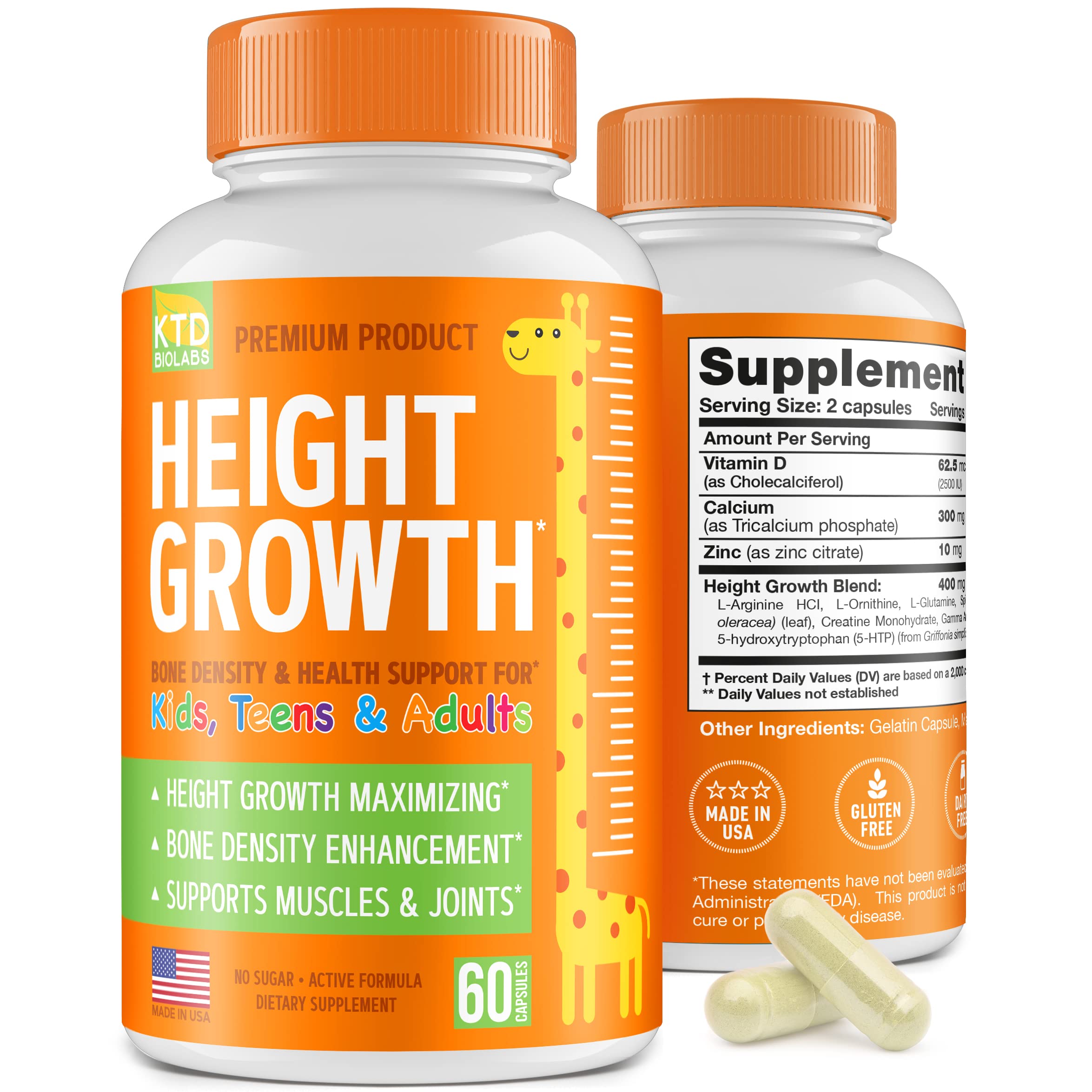 KTD BIOLABS Height Growth Maximizer bottle label