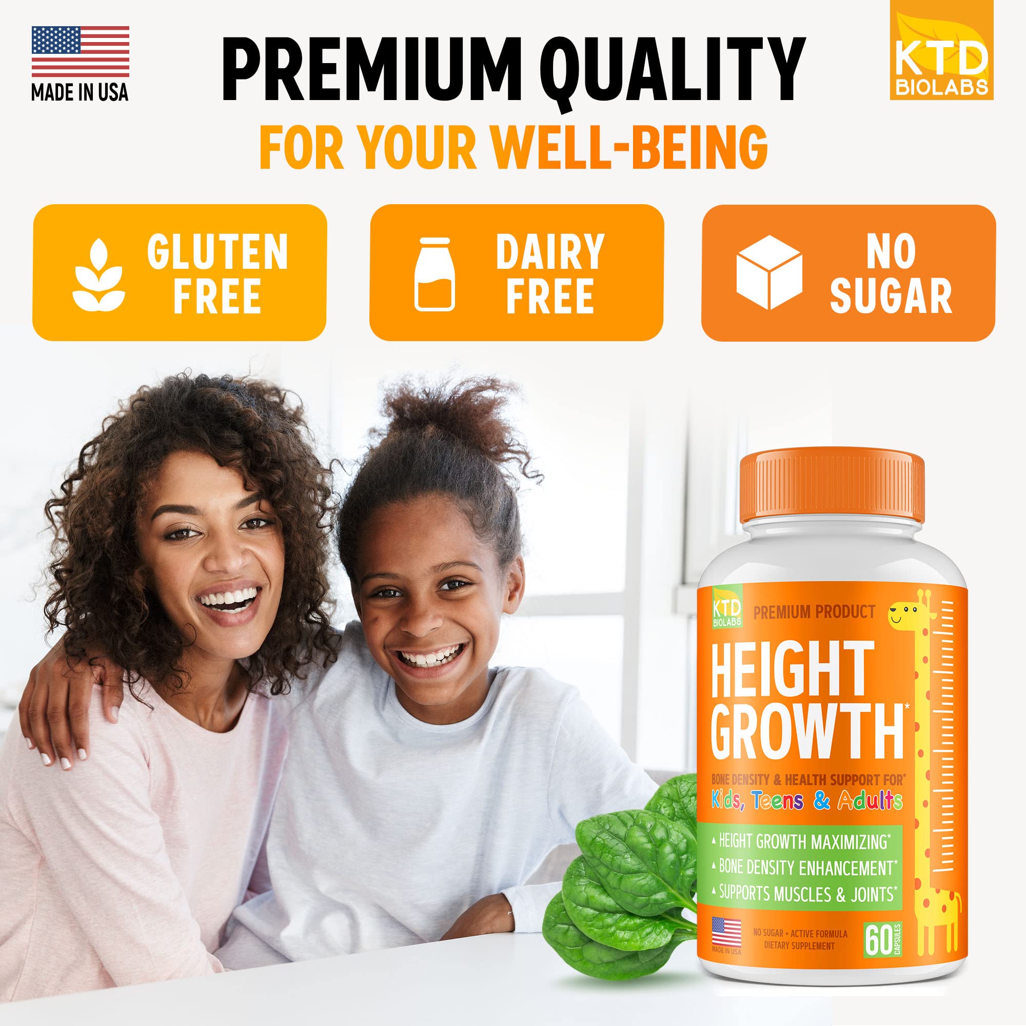 KTD BIOLABS Height Growth Maximizer USA-made badge signals quality