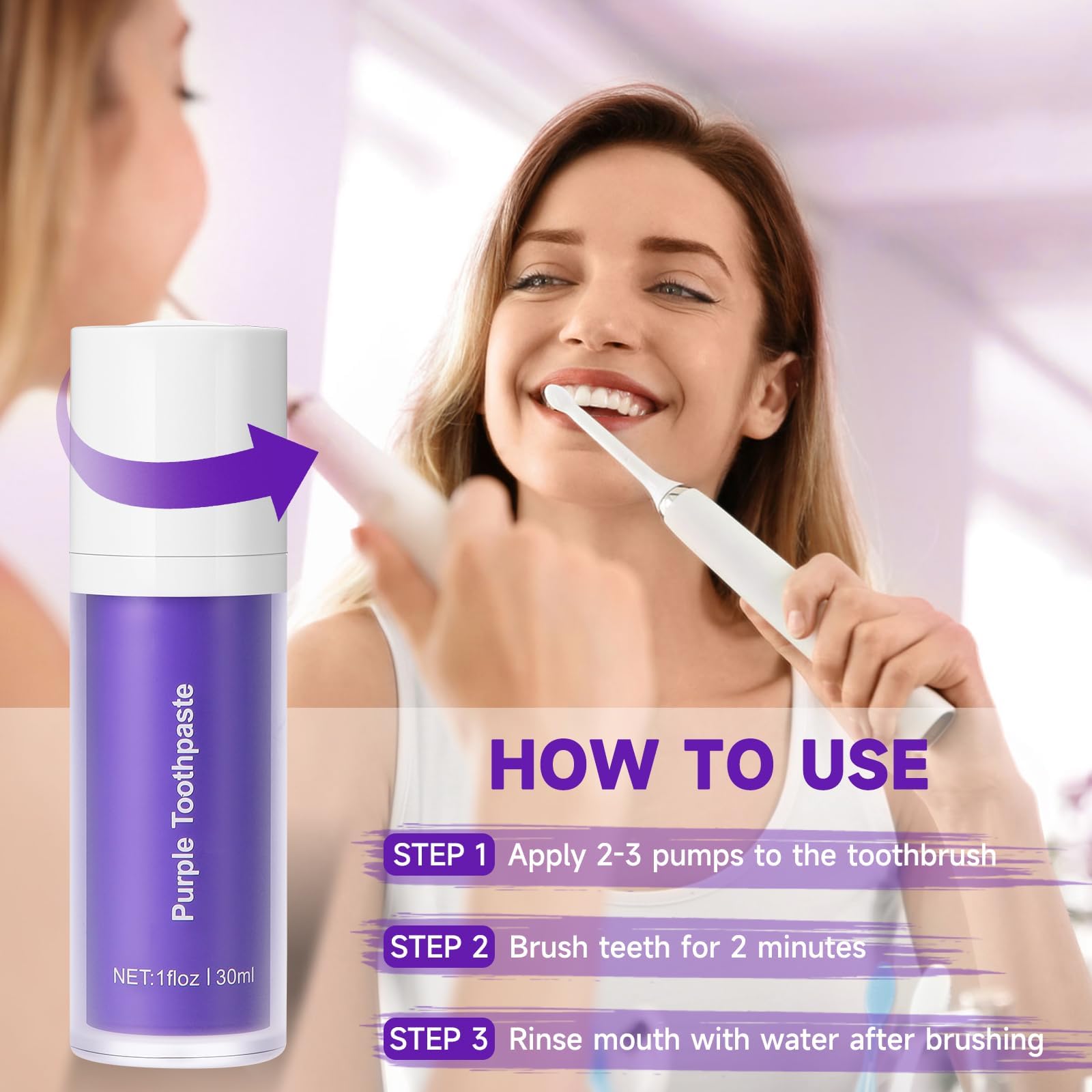 Smiling person showing brighter teeth after use