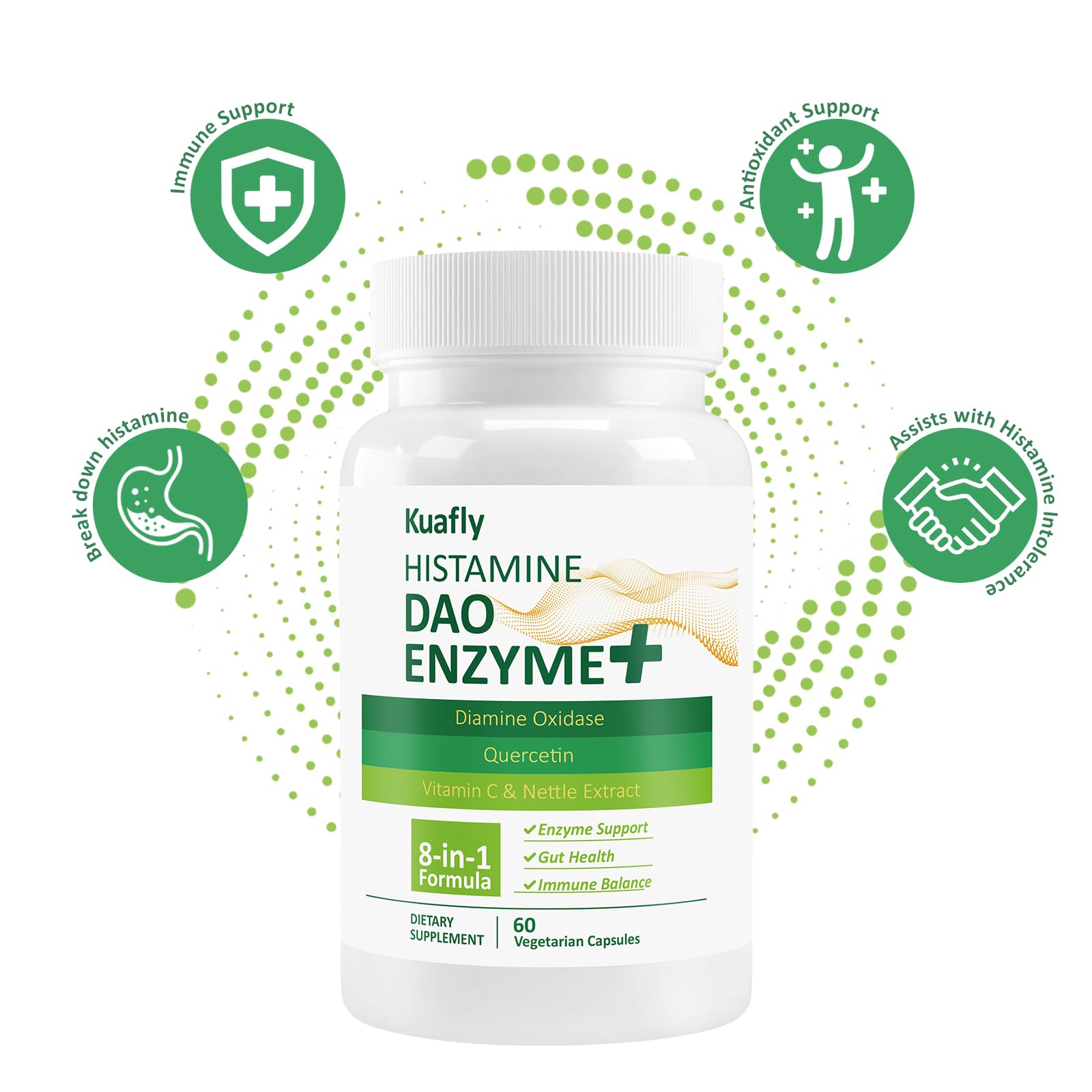 Ingredients including quercetin and vitamin C for DAO function