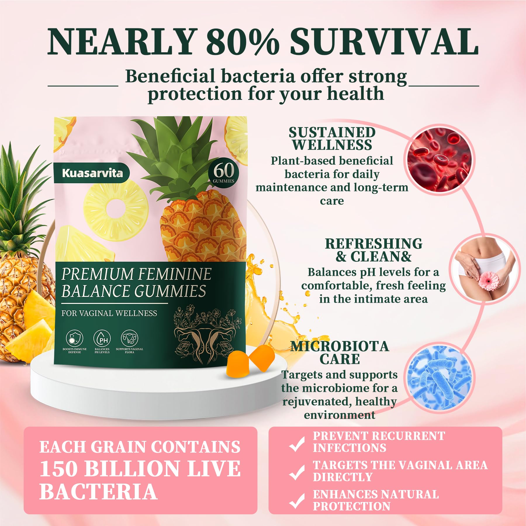 Kuasarvita sugar-free vaginal probiotic gummies