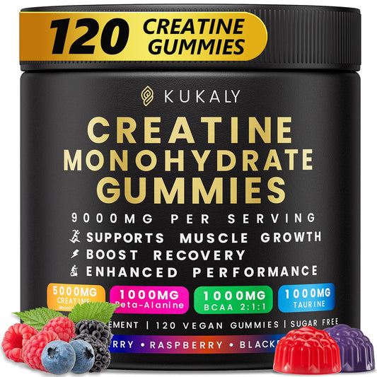 Front view of Kukaly Creatine Gummies bottle