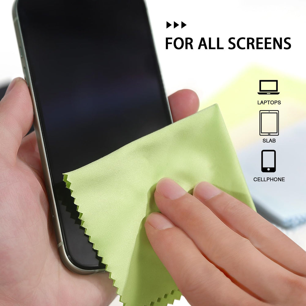 Kukifun microfiber cloths being used to clean screens and lenses