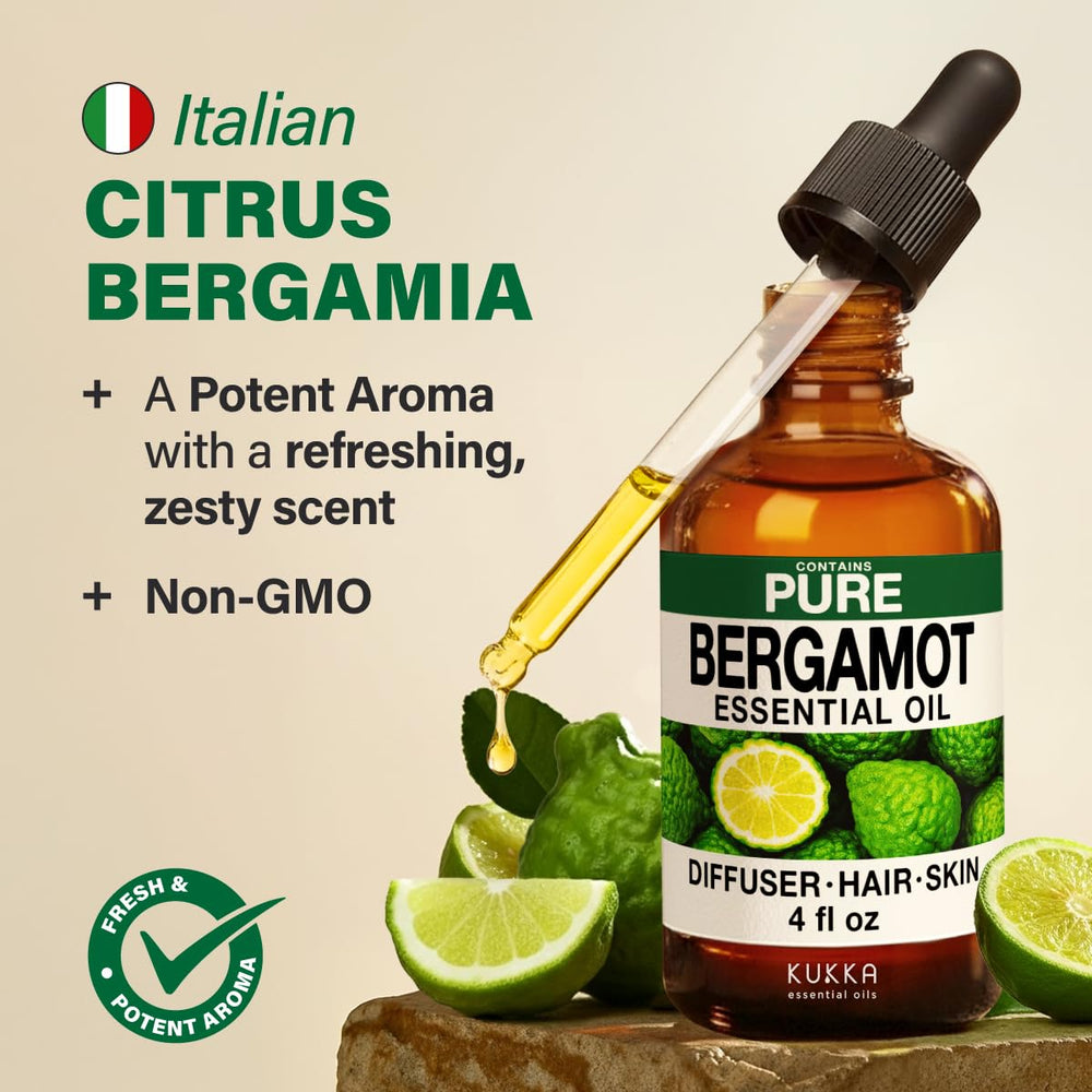 Diffuser with bergamot essential oil for aromatherapy