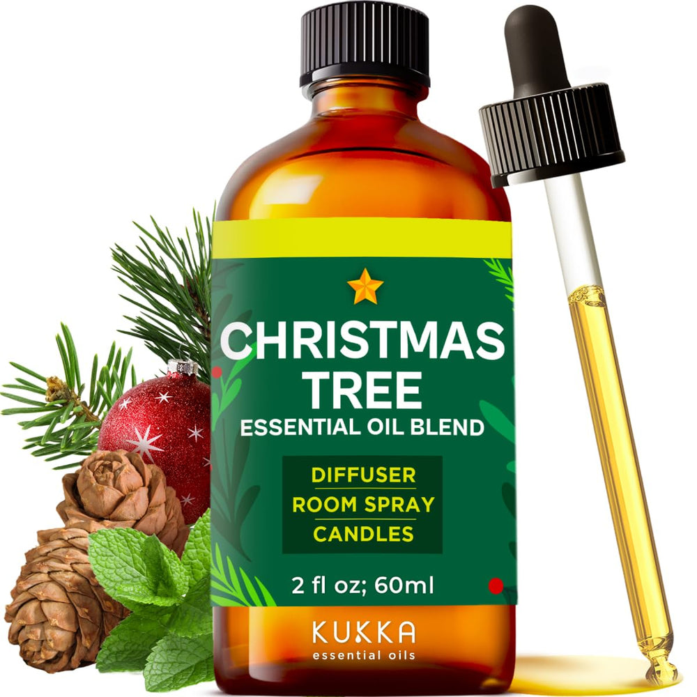 Kukka Christmas Tree Essential Oil Blend 2 oz bottle with label