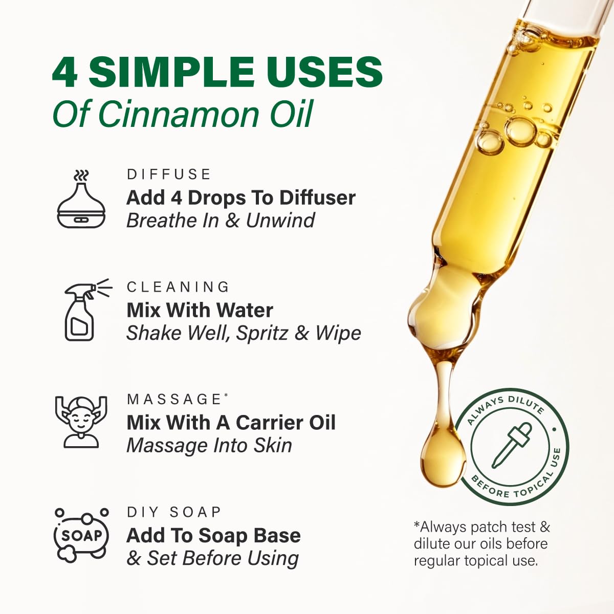 Cinnamon essential oil used in skincare routine