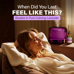 Lavender essential oil used in diffuser for calming aromatherapy