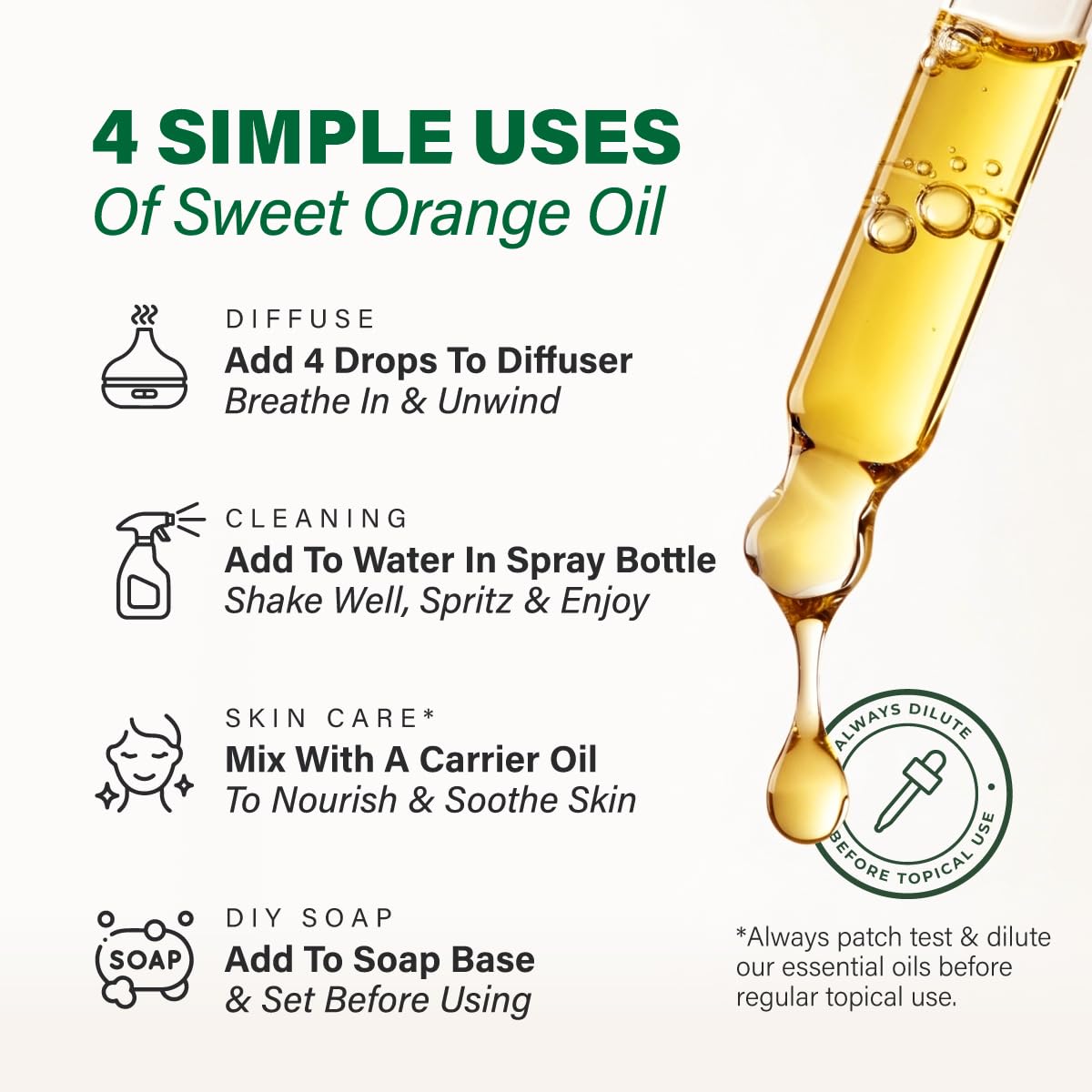 Orange essential oil for skincare application