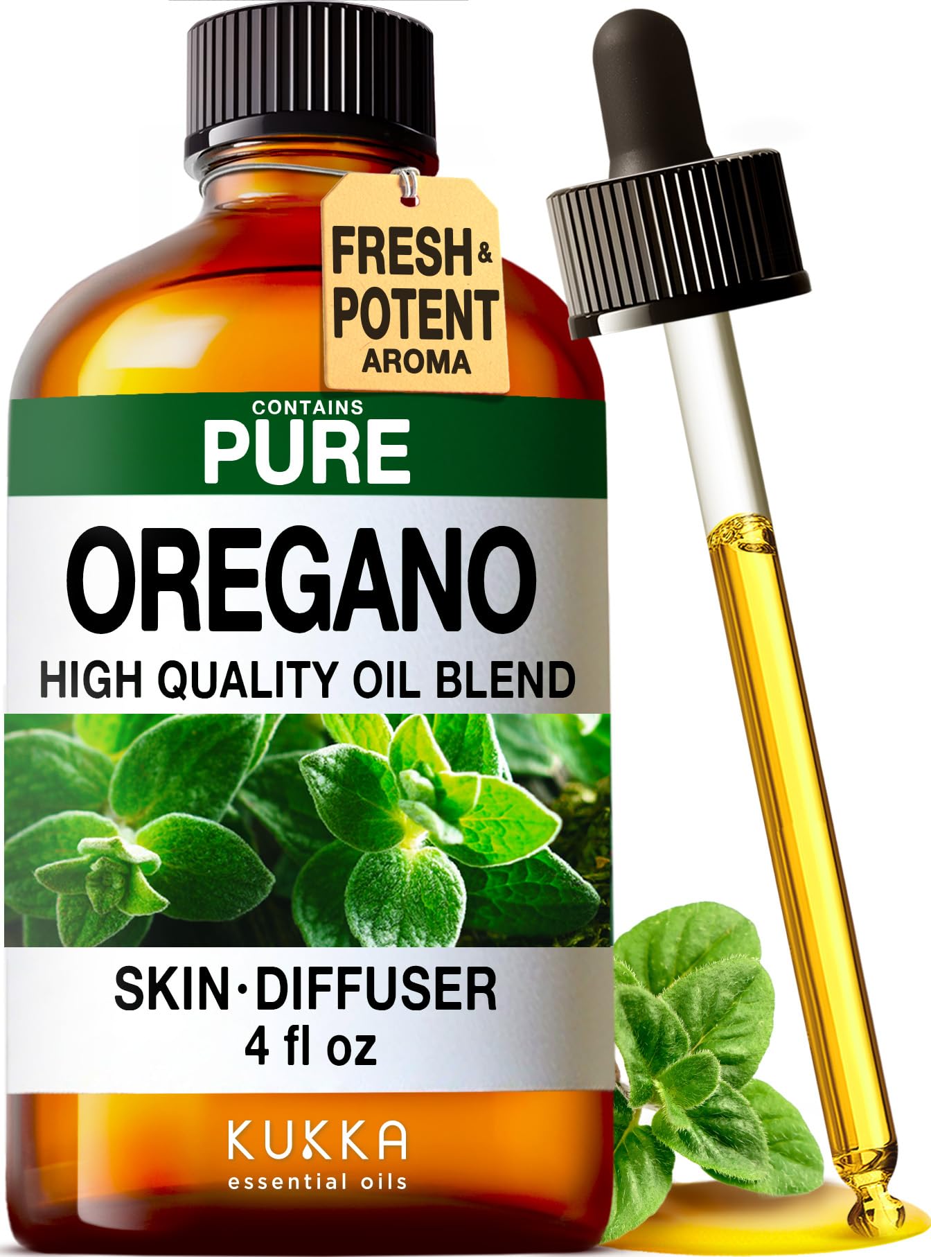 KUKKA Oregano Essential Oil 4 oz bottle front view