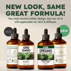 KUKKA oregano essential oil packaging: new and old versions