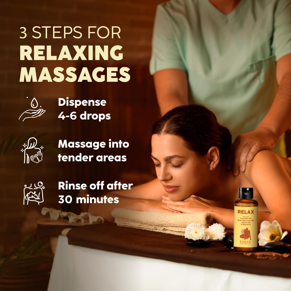 KUKKA Relax Massage Oil packaging and label