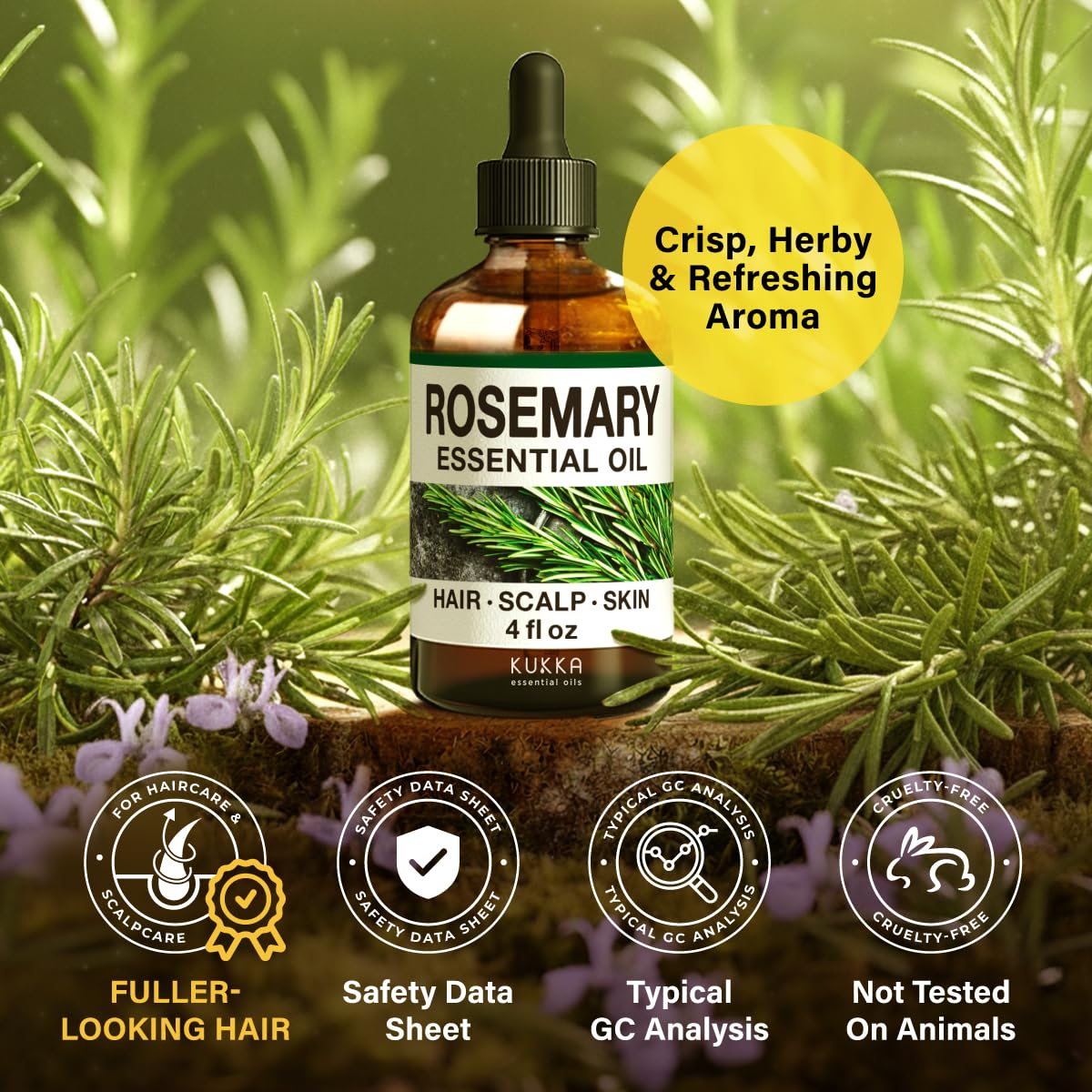 KUKKA Rosemary essential oils 4oz for hair care close-up