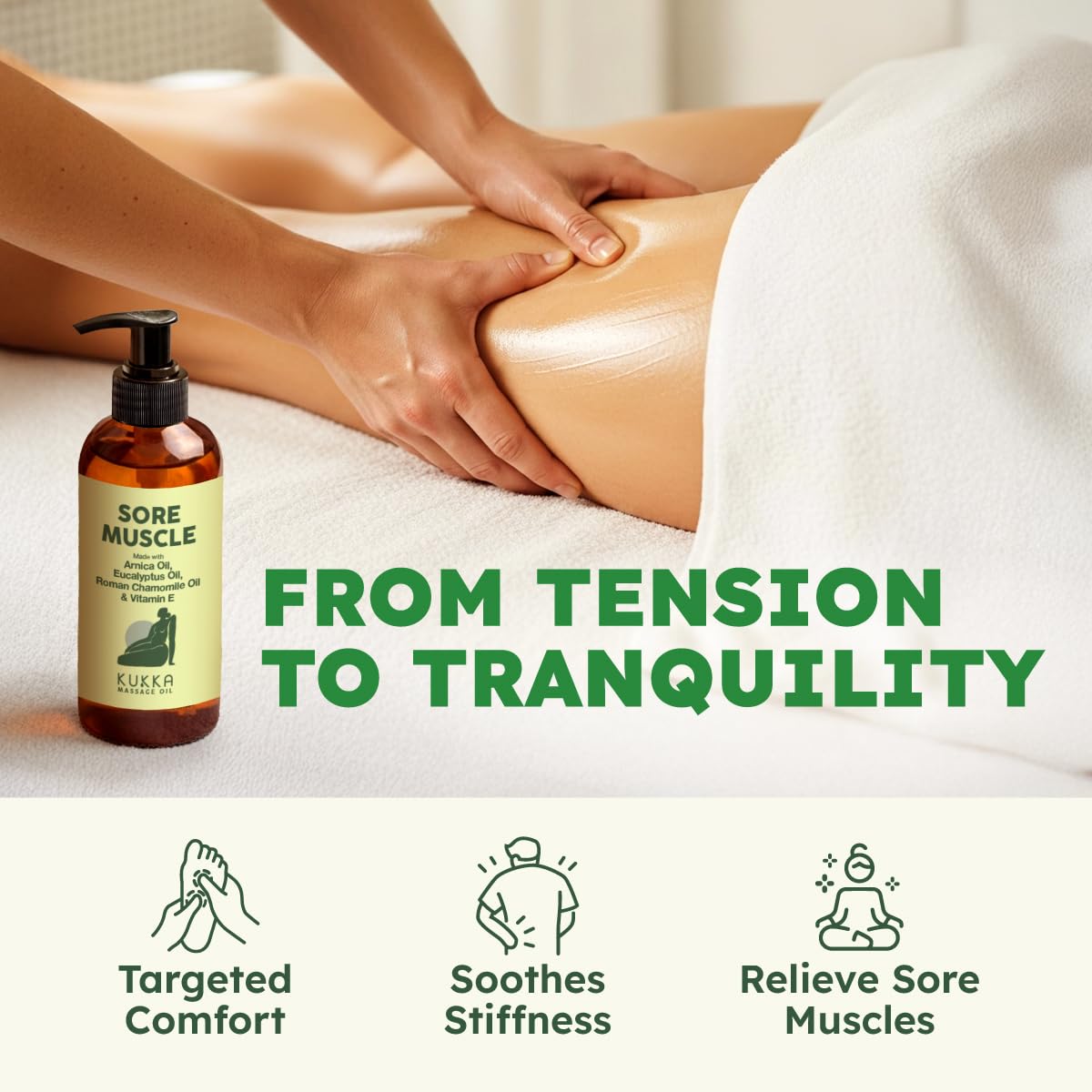 Close-up of eucalyptus and roman chamomile scent in massage oil