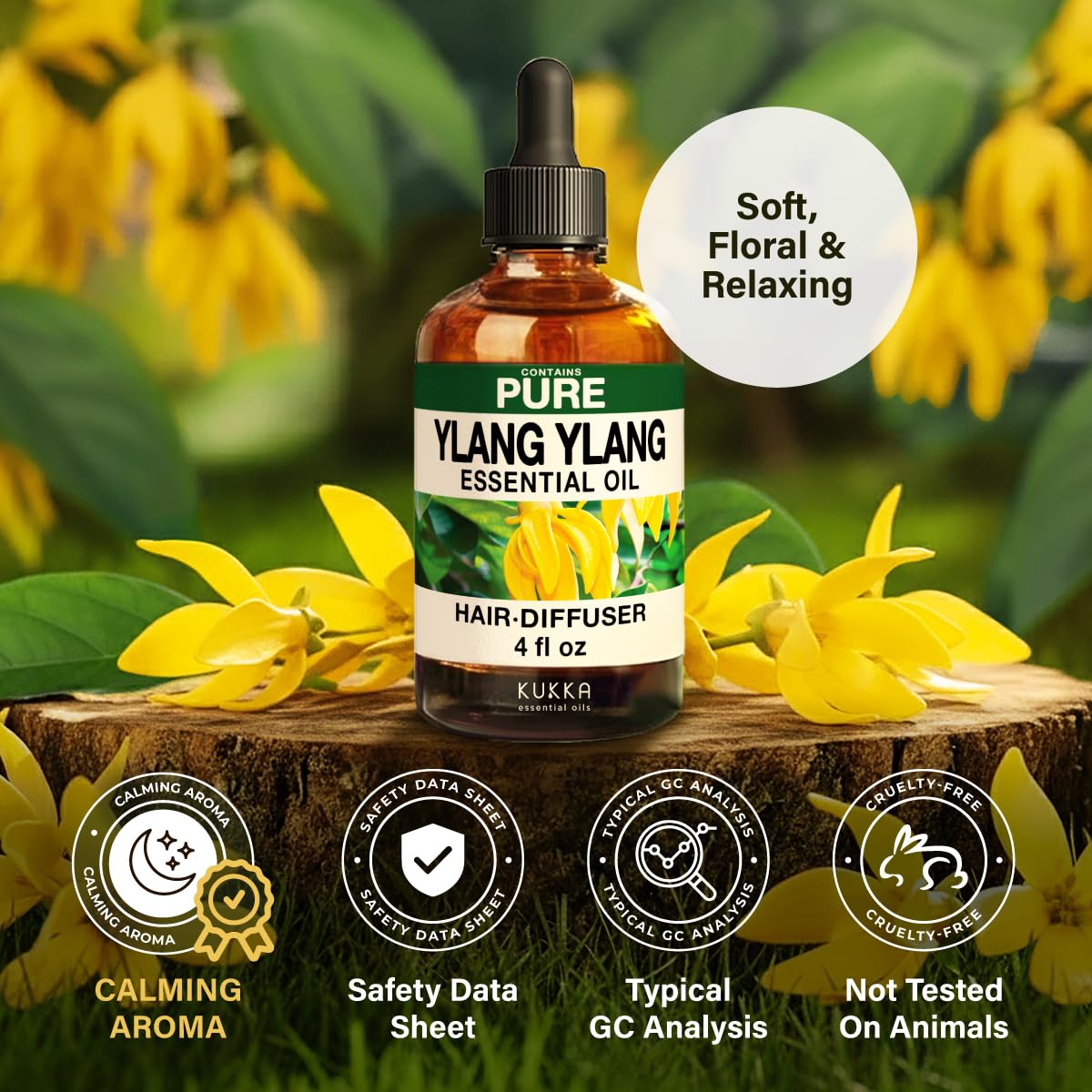 Ylang-Ylang oil blends with lavender and cedarwood