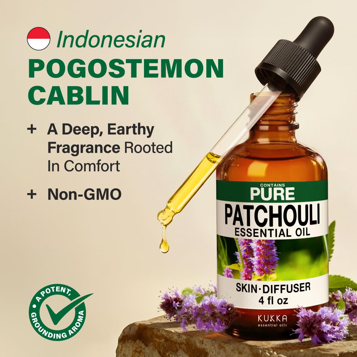 Patchouli oil used for skin serum with carrier oil