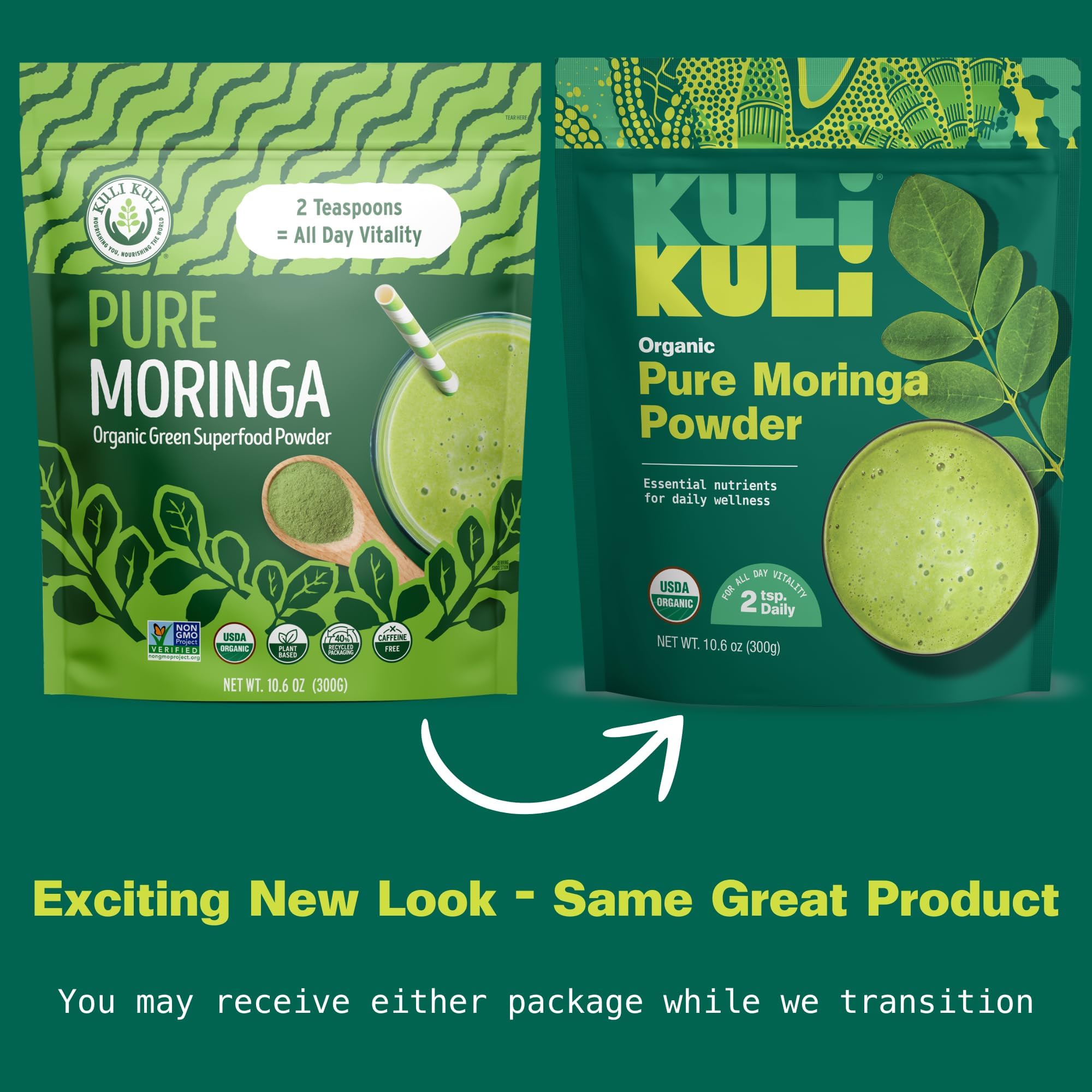 Close-up of Moringa Powder ingredients on label