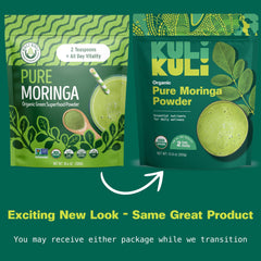Close-up of Moringa Powder ingredients on label