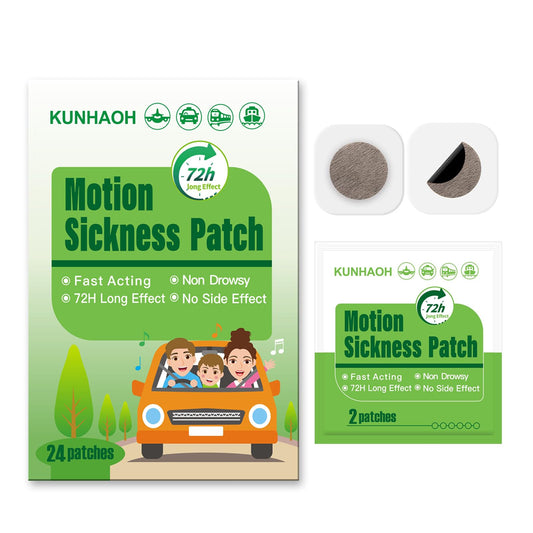KUNHAOH motion sickness patch packaging for travel-ready relief