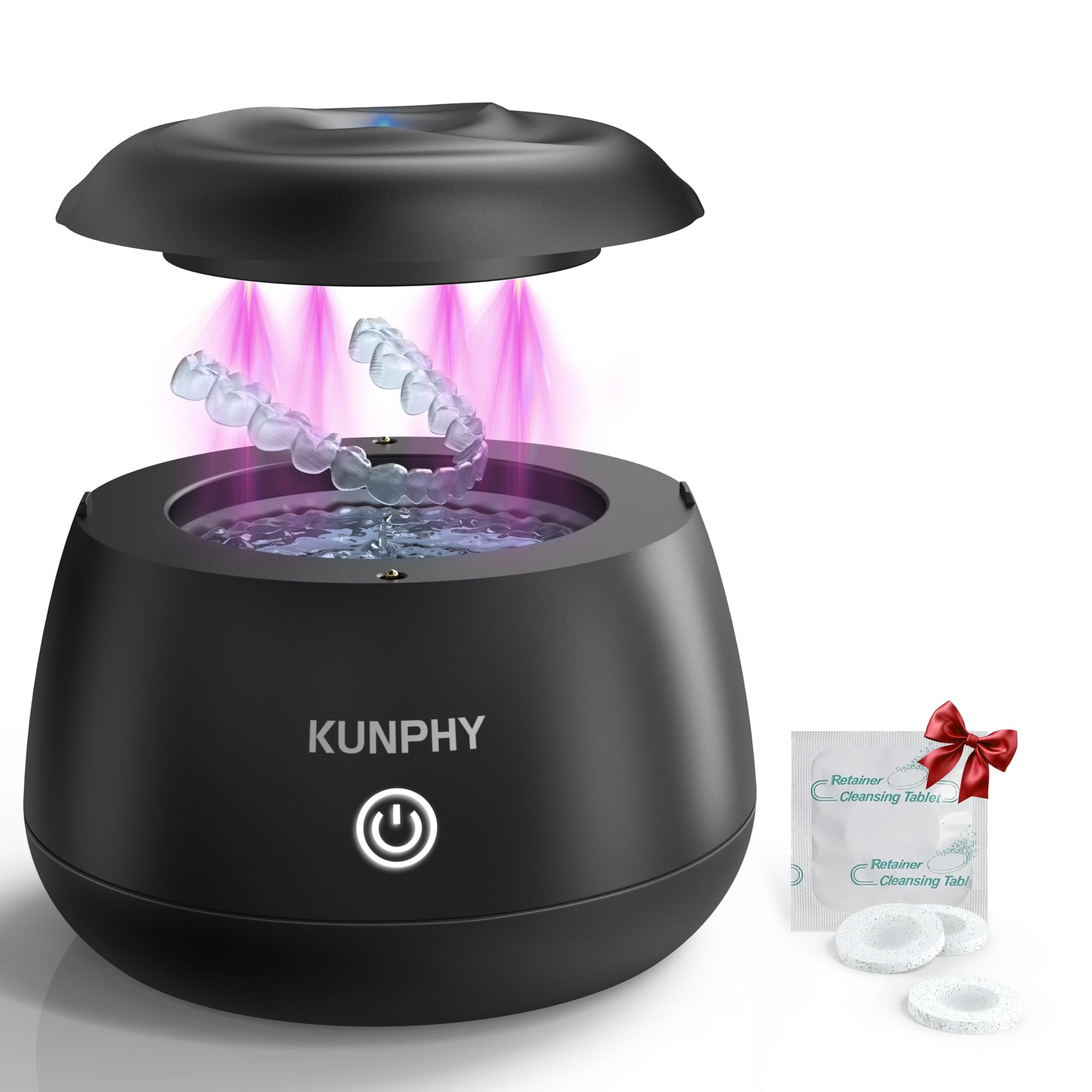 KUNPHY Ultrasonic Dental Cleaner in black, front view