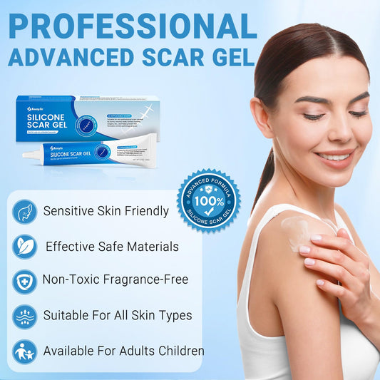 Kunyle scar gel application demonstrates smooth circular massage on a scar.