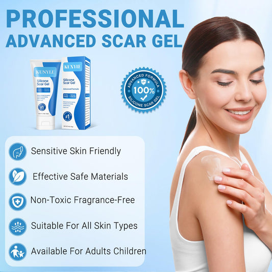 Kunyle silicone scar gel texture close-up shows non-greasy absorption