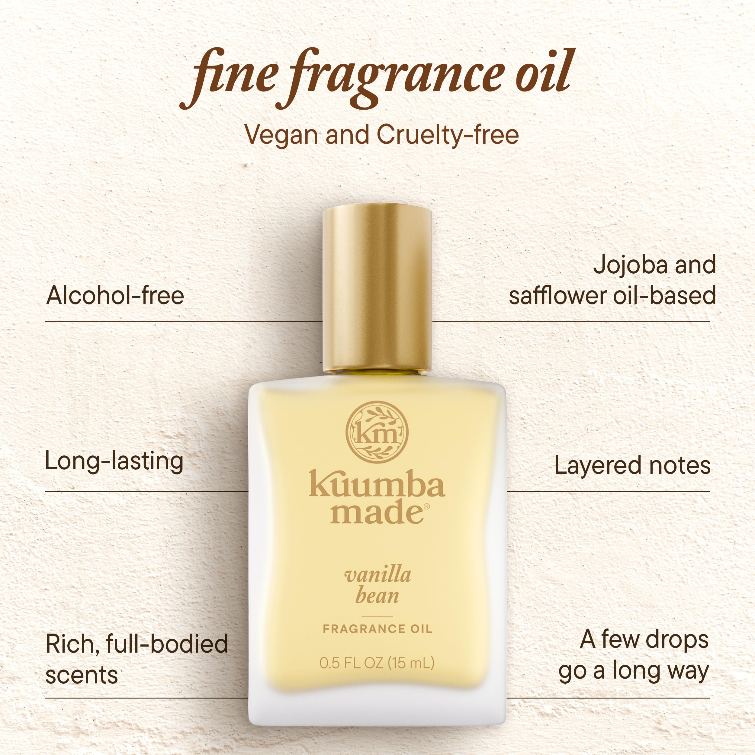 Alcohol-free label on Kuumba Made Vanilla Bean Fragrance Oil