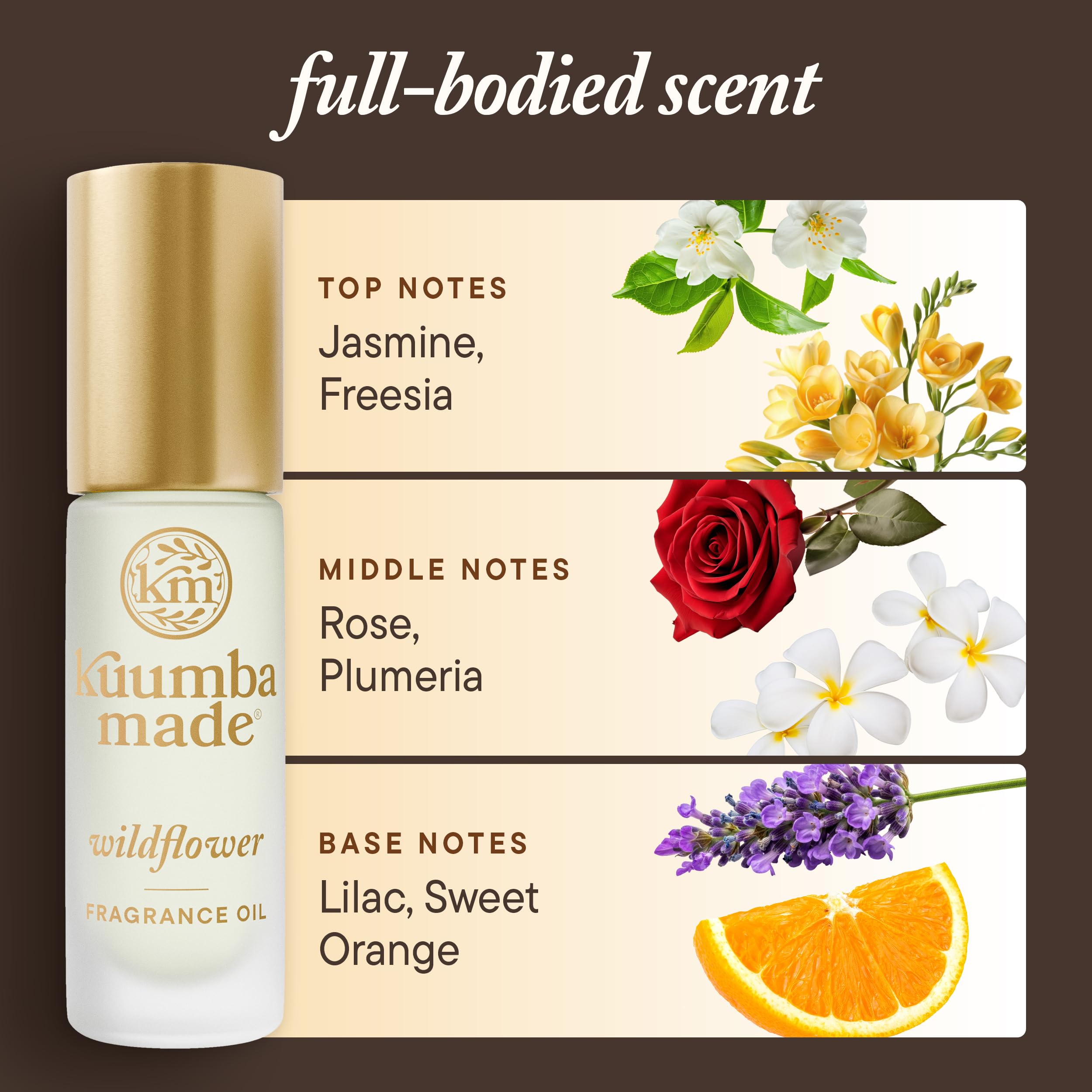 Kuumba Made Wildflower Fragrance Oil on wrist for quick scent touch-ups