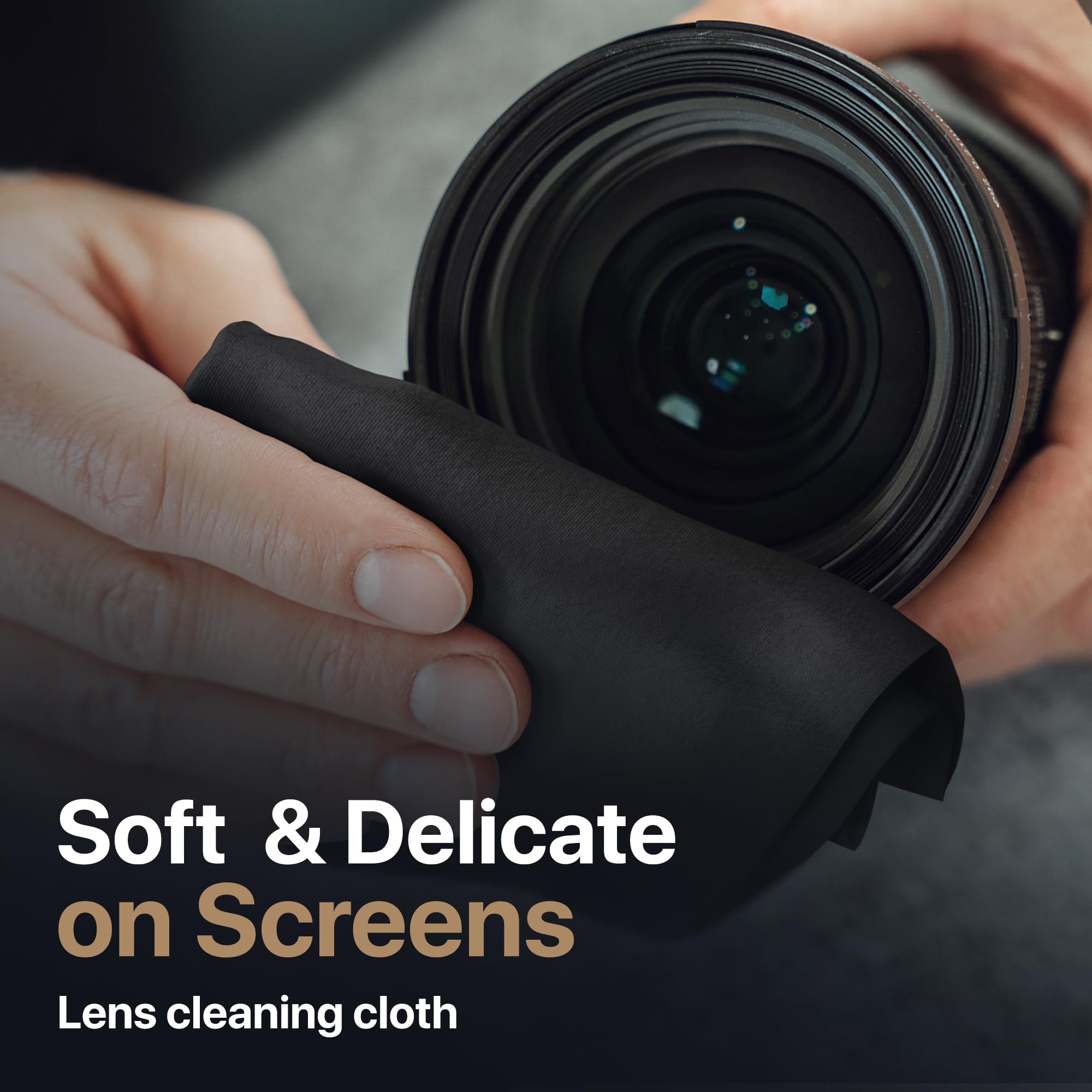 Cloth used on glasses and laptop screens for streak-free cleaning