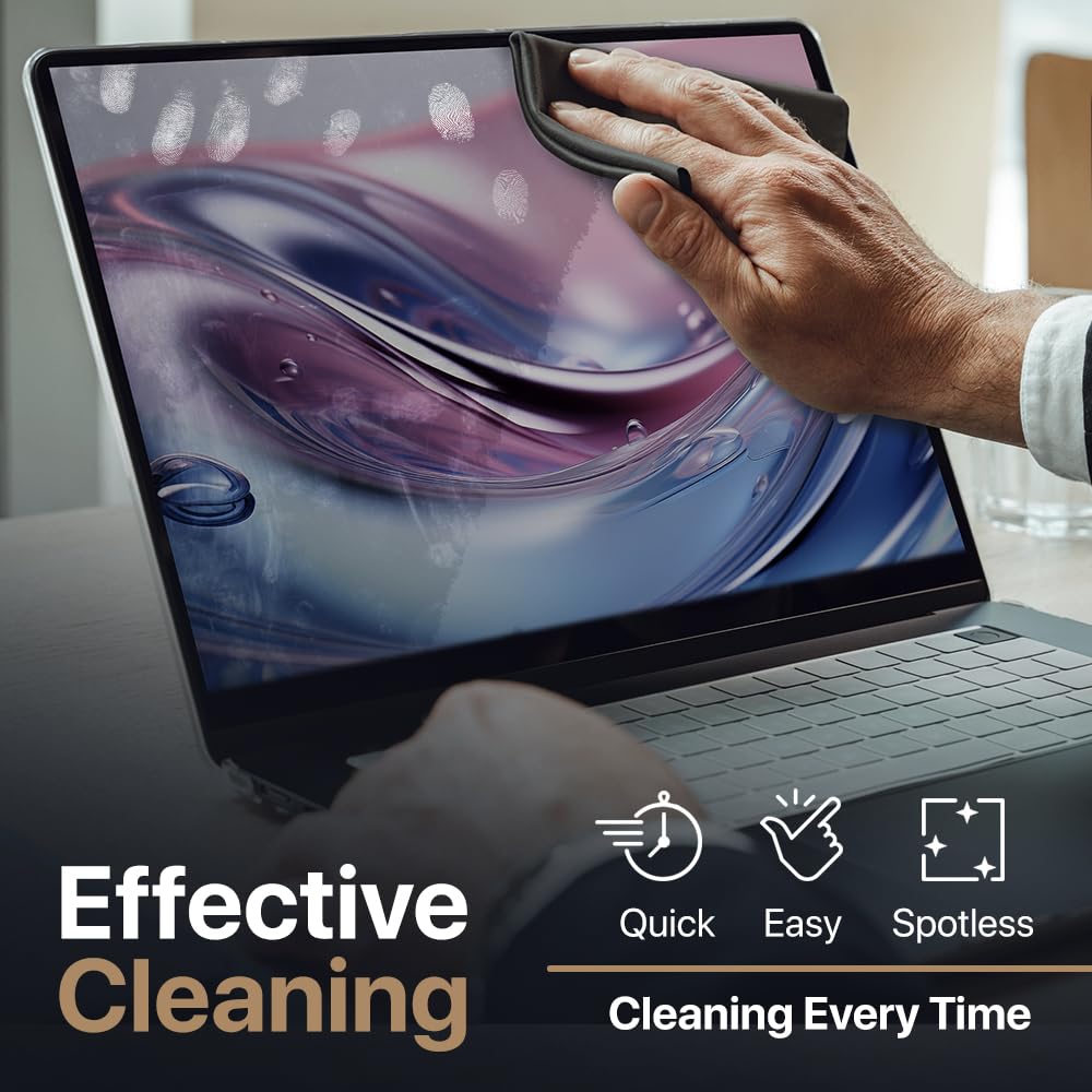 Three reusable microfiber cloths in black packaging