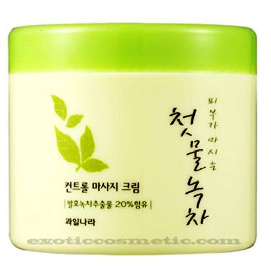 Kwailnara The First Green Tea Control Massage Cream bottle with fermented green tea