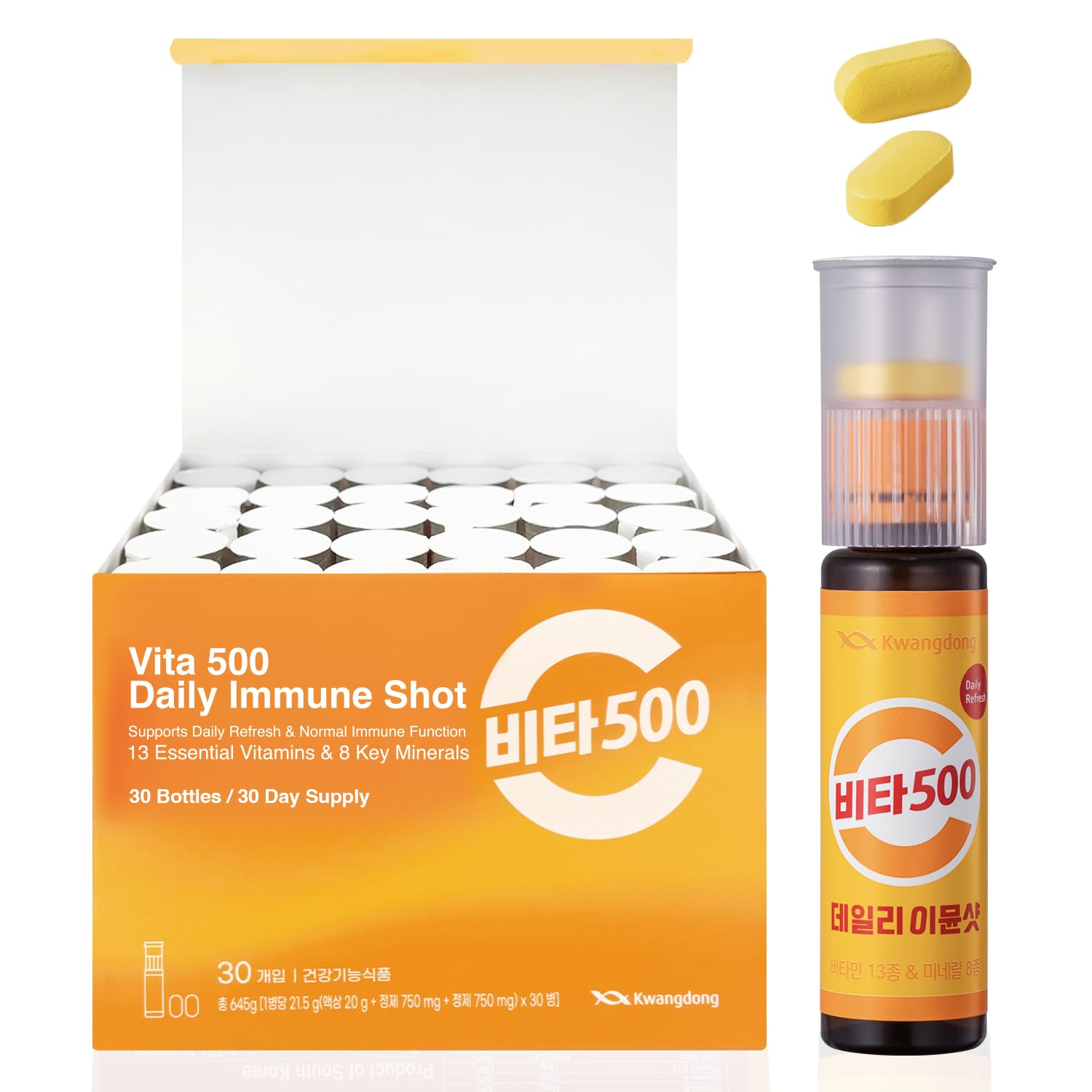Front view of KWANGDONG Vita500 7-day immune shot pack