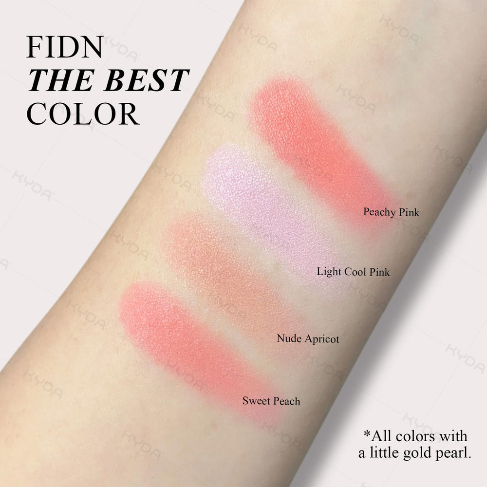 KYDA Baked Blush Palette color range shows versatile blush and highlighter shades