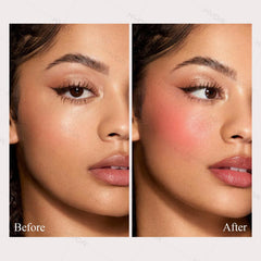 KYDA blush swatch on cheek showing buildable color