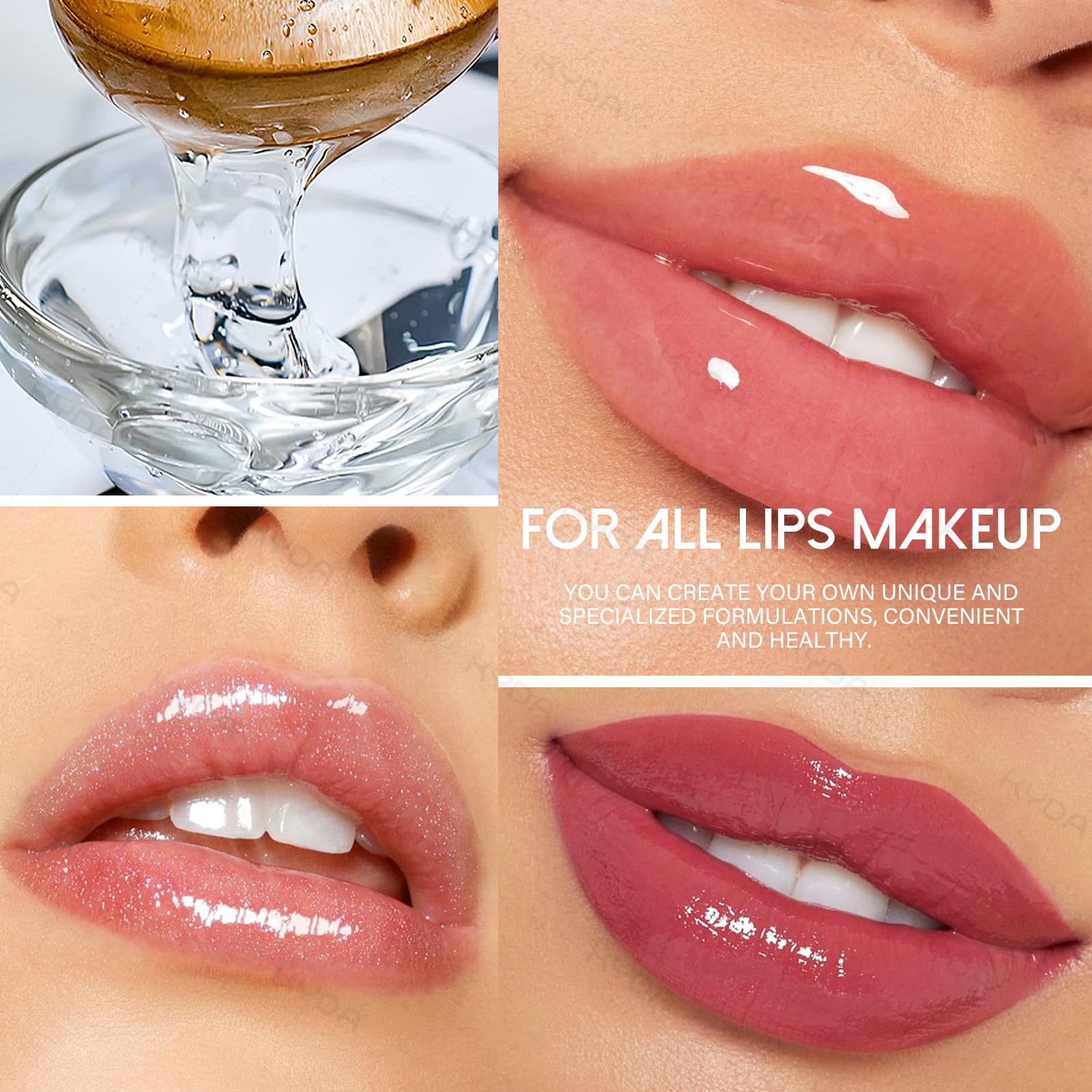 KYDA lip gloss base in professional kit setup