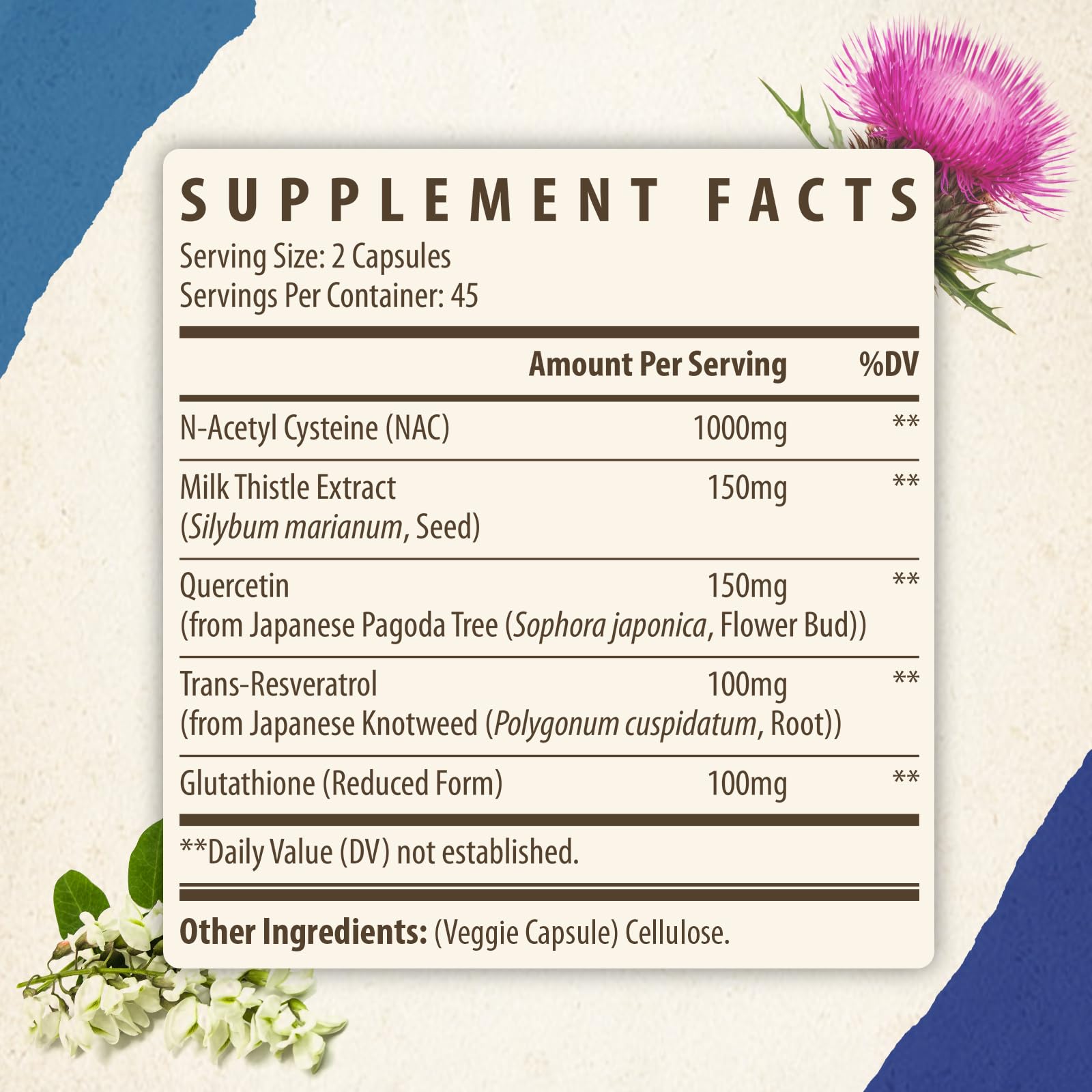 Kynderynl NAC 1000mg bottle - nutrition facts back