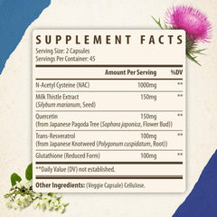Kynderynl NAC 1000mg bottle - nutrition facts back
